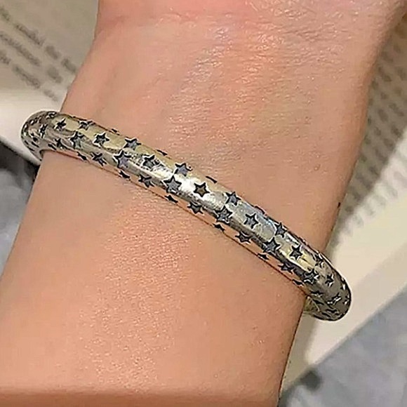 Sterling Silver Star Cuff Bangle Bracelet Unisex Handmade Brace… - Picture 5 of 6